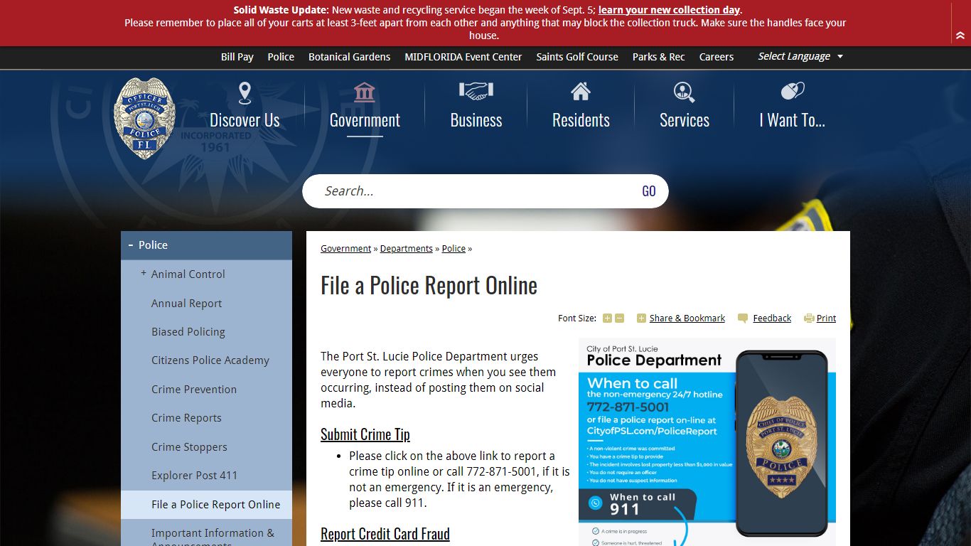 File a Police Report Online | Port St. Lucie - cityofpsl.com